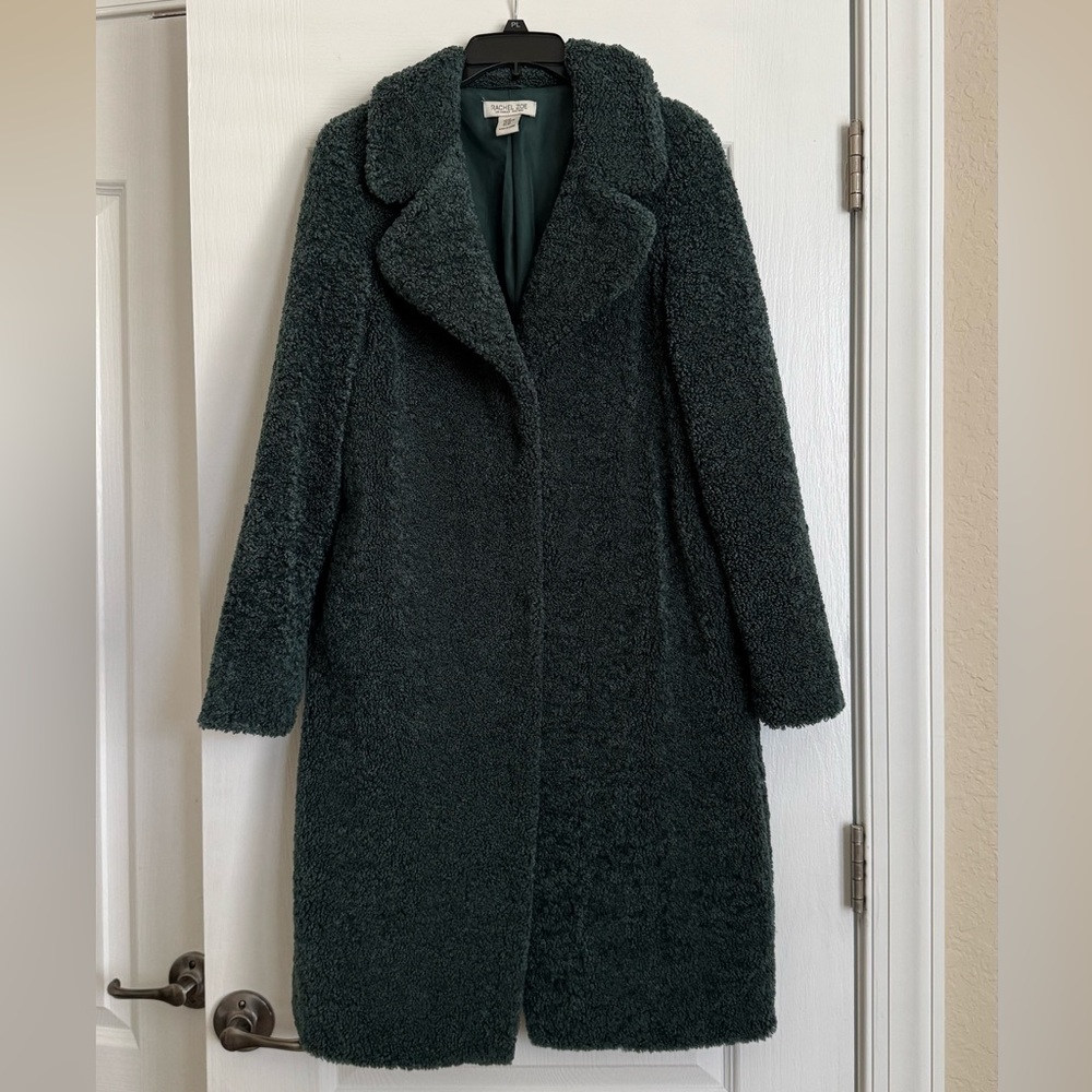 Rachel Zoe Green Teddy Bear Long Coat